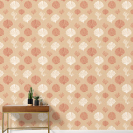 Papel pintado costero con silueta de abanico de co