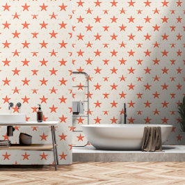 Papel pintado costero de estrella de mar naranja c