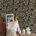 Papel Pintado Cottagecore Bohemiano de Black Off Floral retro<br><div class="desc">Las hermosas flores negras y blanquecinas de este divertido patrón de cottagecore retro fueron creadas con mis imágenes de sellos tallados a mano para un único look estampado a mano perfecto para una decoración bohemia,  clásica,  refinada y tradicional. Arte original de Malissa Melrose.</div>