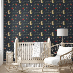 Papel Pintado Cottagecore Bosque Botánico Hongos Bosque