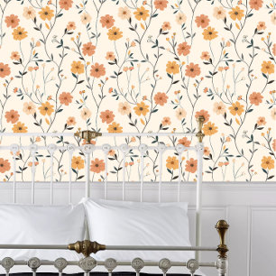 Papel Pintado Cottagecore Coral Floral