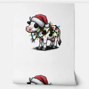 Papel Pintado Cow Cute Funny Santa Navidades