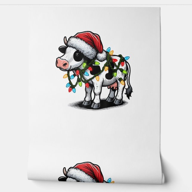 Papel Pintado Cow Cute Funny Santa Navidades (Desenrollar)