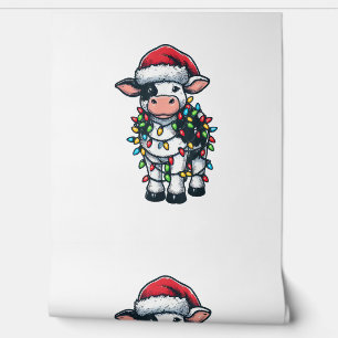Papel Pintado Cow Xmas Outfit Cute Santa Cow
