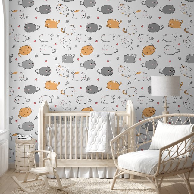 Papel Pintado Cozy Cat pattern for Your Kid Room (Niños)