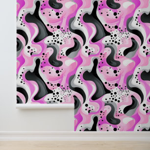 Papel Pintado Crazy Pink Resumen Swirls and Dots