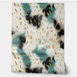 Papel Pintado Cream Black Verde azulado Southwest Piel de vaca