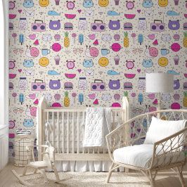 Papel Pintado Cream & Blue pattern for Your Kid Room