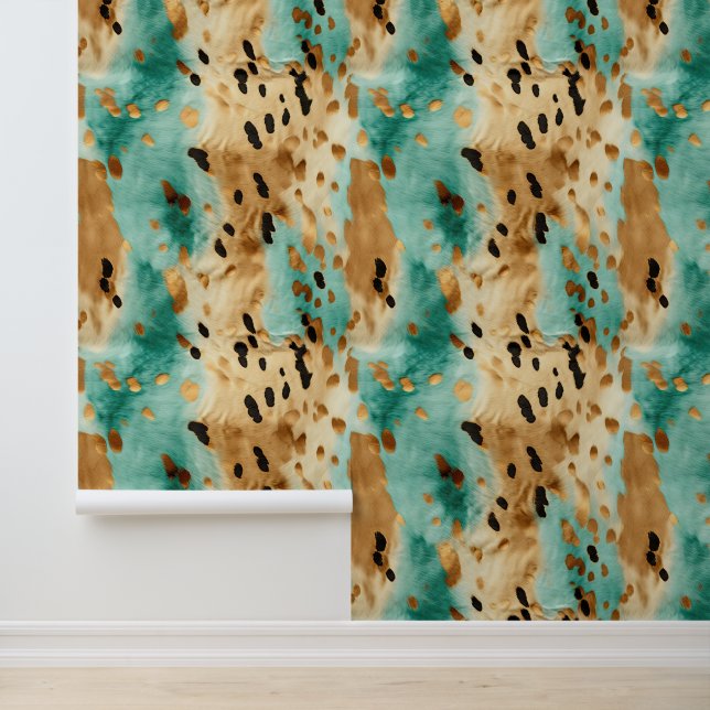 Papel Pintado Cream Brown Aqua Piel de vaca (Solicitud)