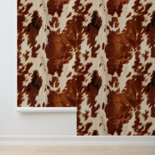 Papel Pintado Cream Brown Southwest Cowboy Cowgirl Piel de vaca