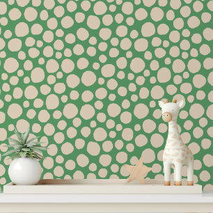 Papel Pintado Cream Dot Green Resumen Patrón moderno