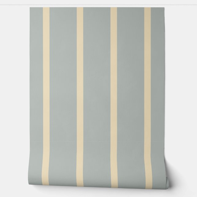 Papel Pintado Cream Stripes Vertical Pattern Dusty Blue (Desenrollar)