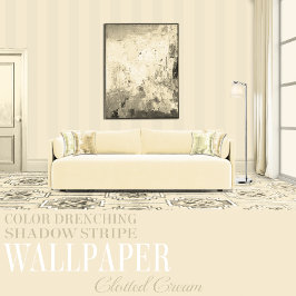 Papel Pintado Crema Coagulada Franja de Sombra de Seis Pulgadas