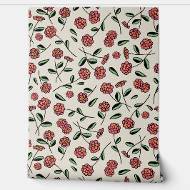 Papel Pintado Crema floral de primavera