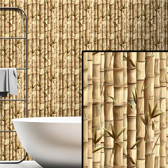 Papel Pintado Crema marrón claro tan muro de bambú (Subido por el creador)