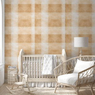 Papel Pintado Crema Neutro Calido Beige A Cuadros Acuarela