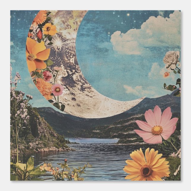 Papel Pintado Crescent Moon Over Serene Landscape (Anverso)