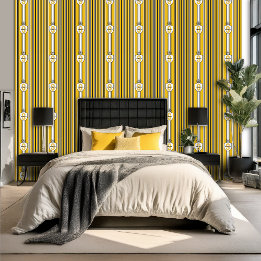 Papel Pintado Cresta personalizada Amarillo Negro Franja Pega y