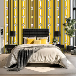 Papel Pintado Cresta personalizada Amarillo Negro Franja Pega y