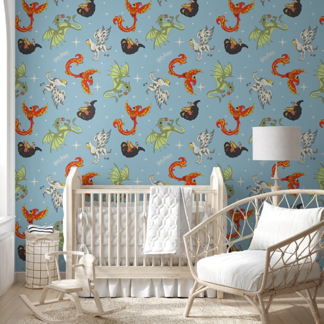 Papel Pintado Criaturas Mágicas Patrón Vintage (Niños)