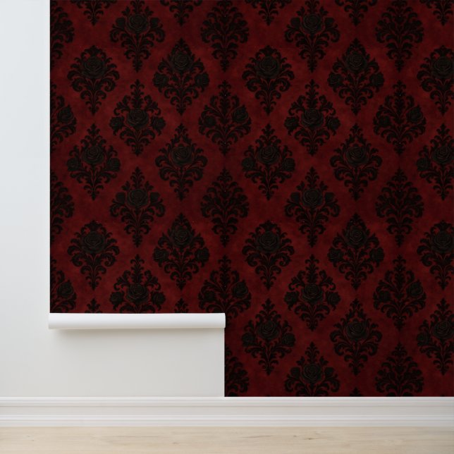 Papel Pintado Crimson Nocturne Bloom Victorian (Solicitud)