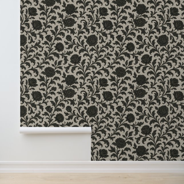 Papel Pintado Crimson Nocturne Bloom Victorian (Solicitud)