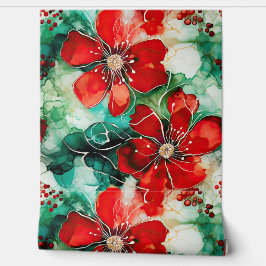 Papel Pintado Crimson Yuletide Blooms Botánico