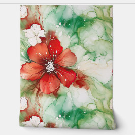 Papel Pintado Crimson Yuletide Blooms Botánico