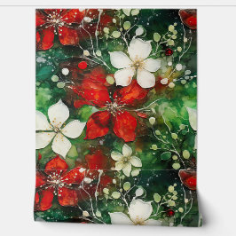 Papel Pintado Crimson Yuletide Blooms Botánico