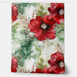 Papel Pintado Crimson Yuletide Blooms Botánico