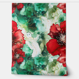 Papel Pintado Crimson Yuletide Blooms Botánico