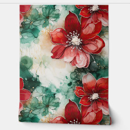 Papel Pintado Crimson Yuletide Blooms Botánico