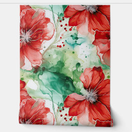 Papel Pintado Crimson Yuletide Blooms Botánico