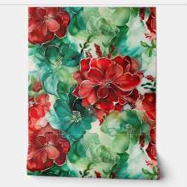 Papel Pintado Crimson Yuletide Blooms Botánico