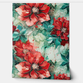 Papel Pintado Crimson Yuletide Blooms Botánico
