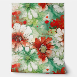 Papel Pintado Crimson Yuletide Blooms Botánico