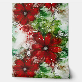 Papel Pintado Crimson Yuletide Blooms Botánico