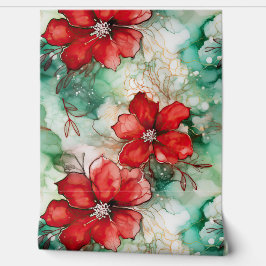 Papel Pintado Crimson Yuletide Blooms Botánico