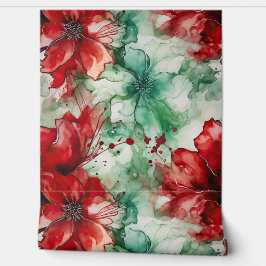 Papel Pintado Crimson Yuletide Blooms Botánico