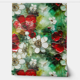 Papel Pintado Crimson Yuletide Blooms Botánico