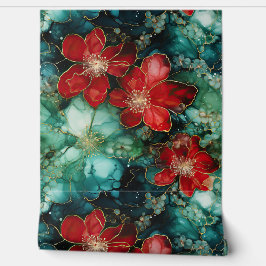 Papel Pintado Crimson Yuletide Blooms Botánico