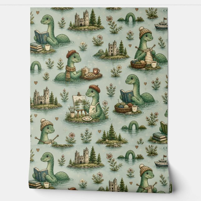 Papel Pintado Criptídeos Acogedores Nessie Monstruo del Lago Nes (Desenrollar)