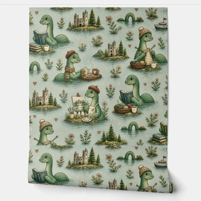 Papel Pintado Criptídeos Acogedores Nessie Monstruo del Lago Nes (Desenrollar)