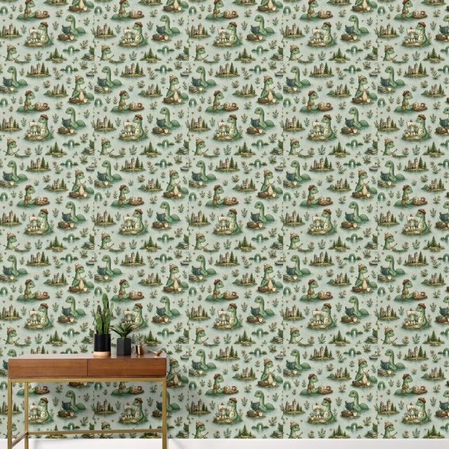 Papel Pintado Criptídeos Acogedores Nessie Monstruo del Lago Nes (Pasillo)