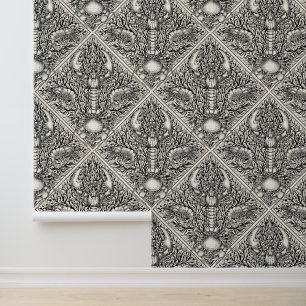 Papel Pintado Crustáceo en blanco y negro