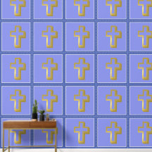 Cruz Dorada ligera cristiana en Lavender e Iris az