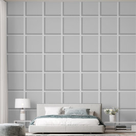 Papel Pintado Cuadrados blancos grises Entramado Gris