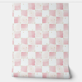 Papel Pintado Cuadrados blancos rosados de moda