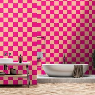 Papel Pintado Cuadrados controlados durazno retro geométrico ros