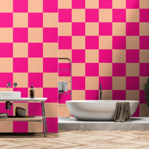Papel Pintado Cuadrados controlados durazno retro geométrico ros